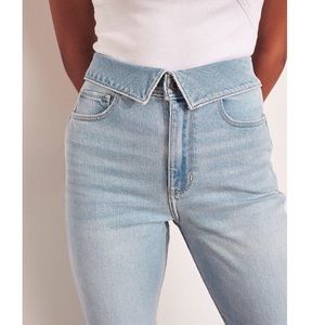 Hollister Mom Jeans With Fold Over Waist Band